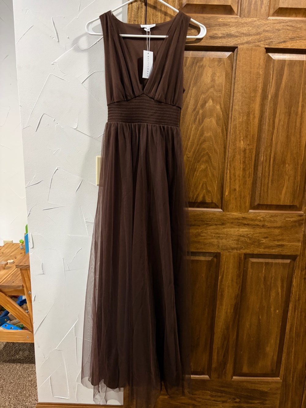 Baltic Born Chocolate Brown V-Neck Maxi Dress